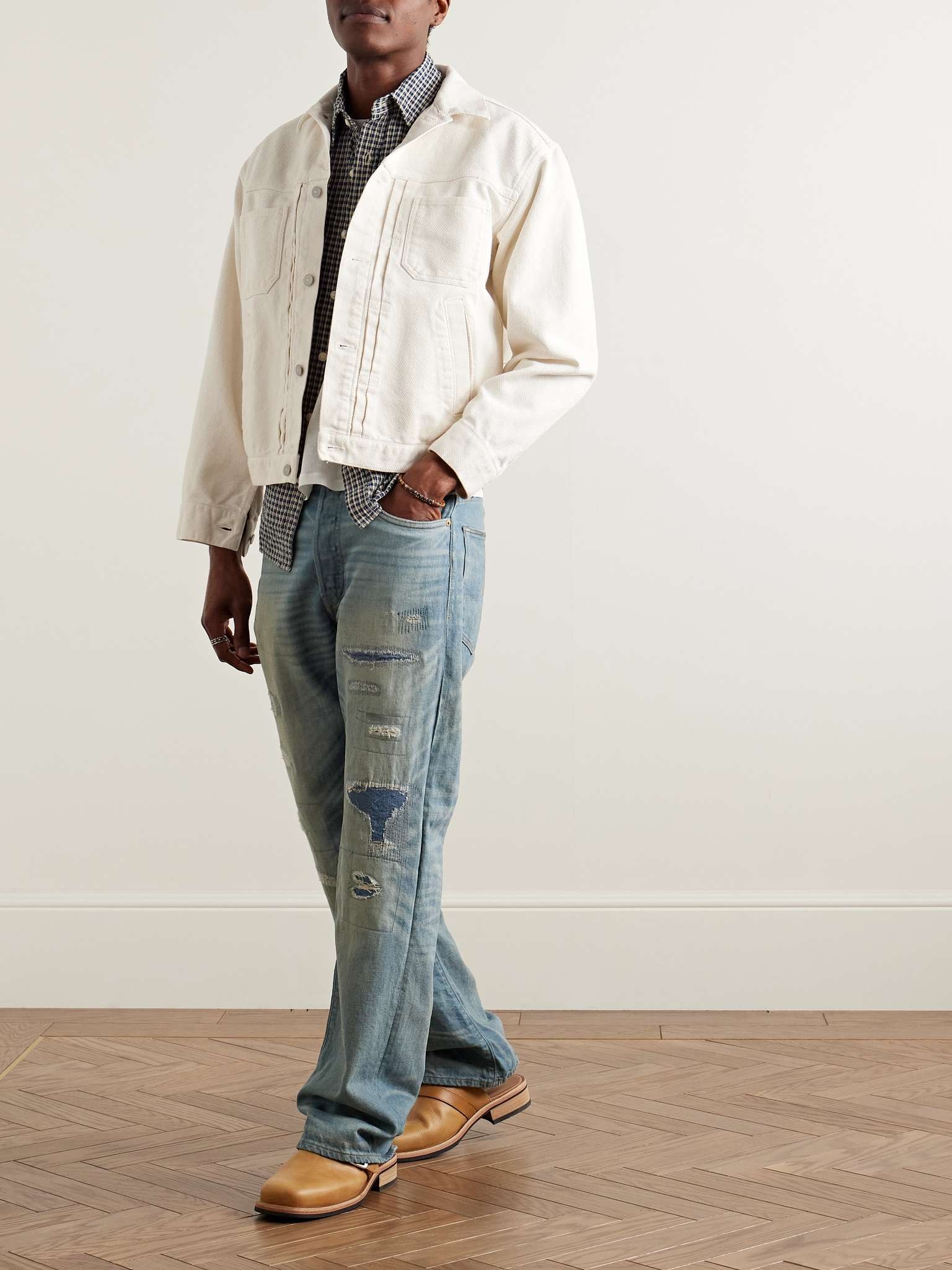 Straight-Leg Indigo-Dyed Distressed Selvedge Jeans - 2