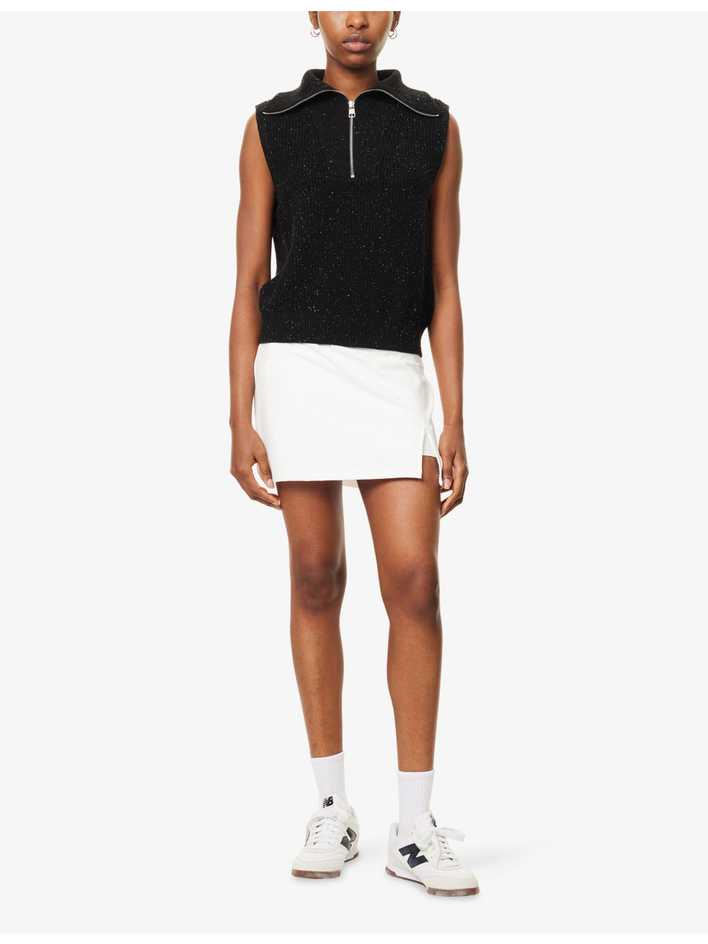 Hally Half-Zip Rib Cotton Knitted Vest - 2