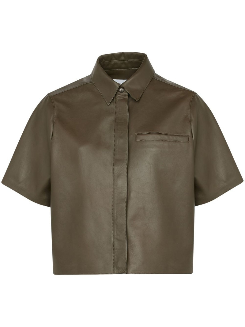 cropped leather overshirt 1