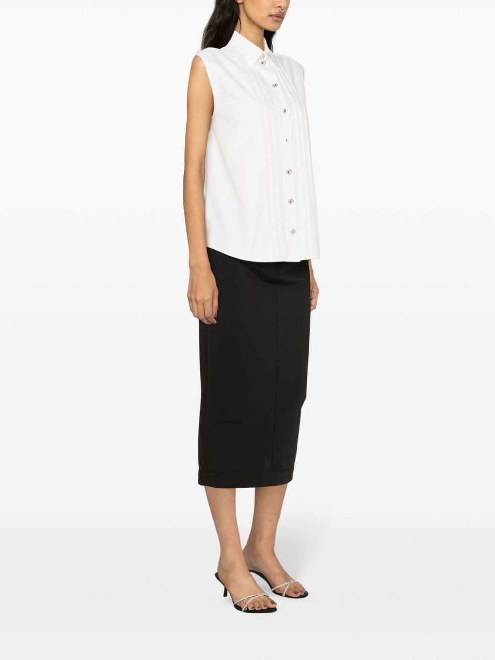 pintuck-detailing sleeveless shirt - 3