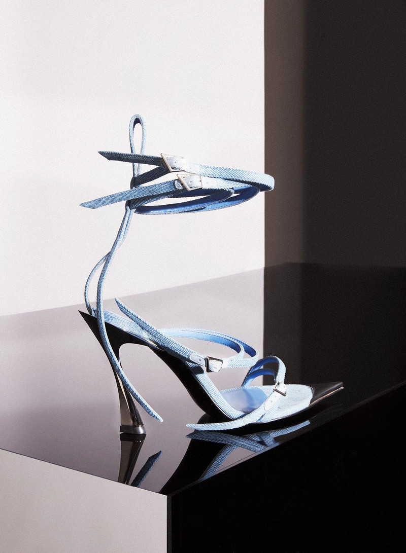 Strappy denim Fang 95 sandals 1