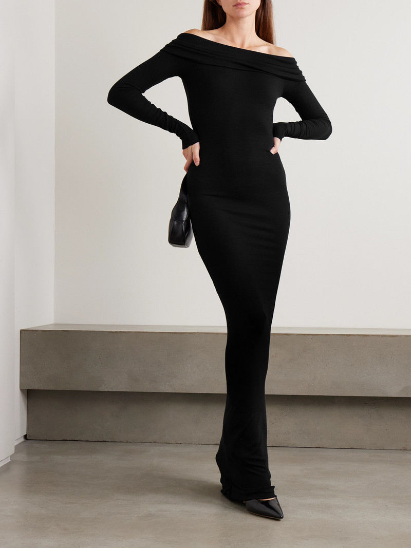 ÉTERNE Off-the-shoulder Ribbed Stretch-jersey Maxi Dress outlook