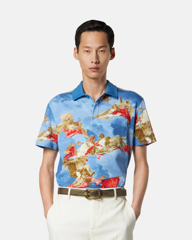 VERSACE Printed Cotton Piqué Polo outlook