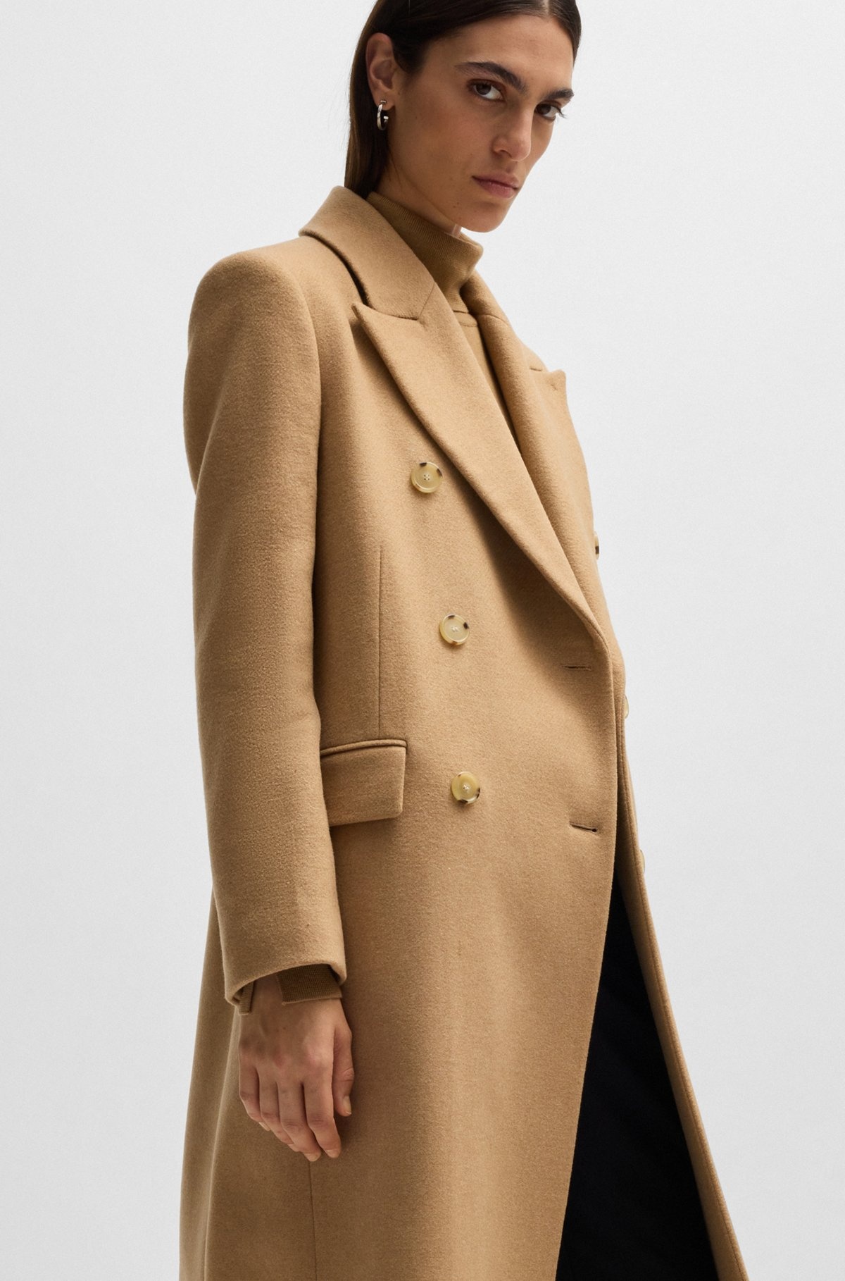 LONG-LENGTH TWILL COAT WITH DOUBLE-BREASTED CLOSURE - 6