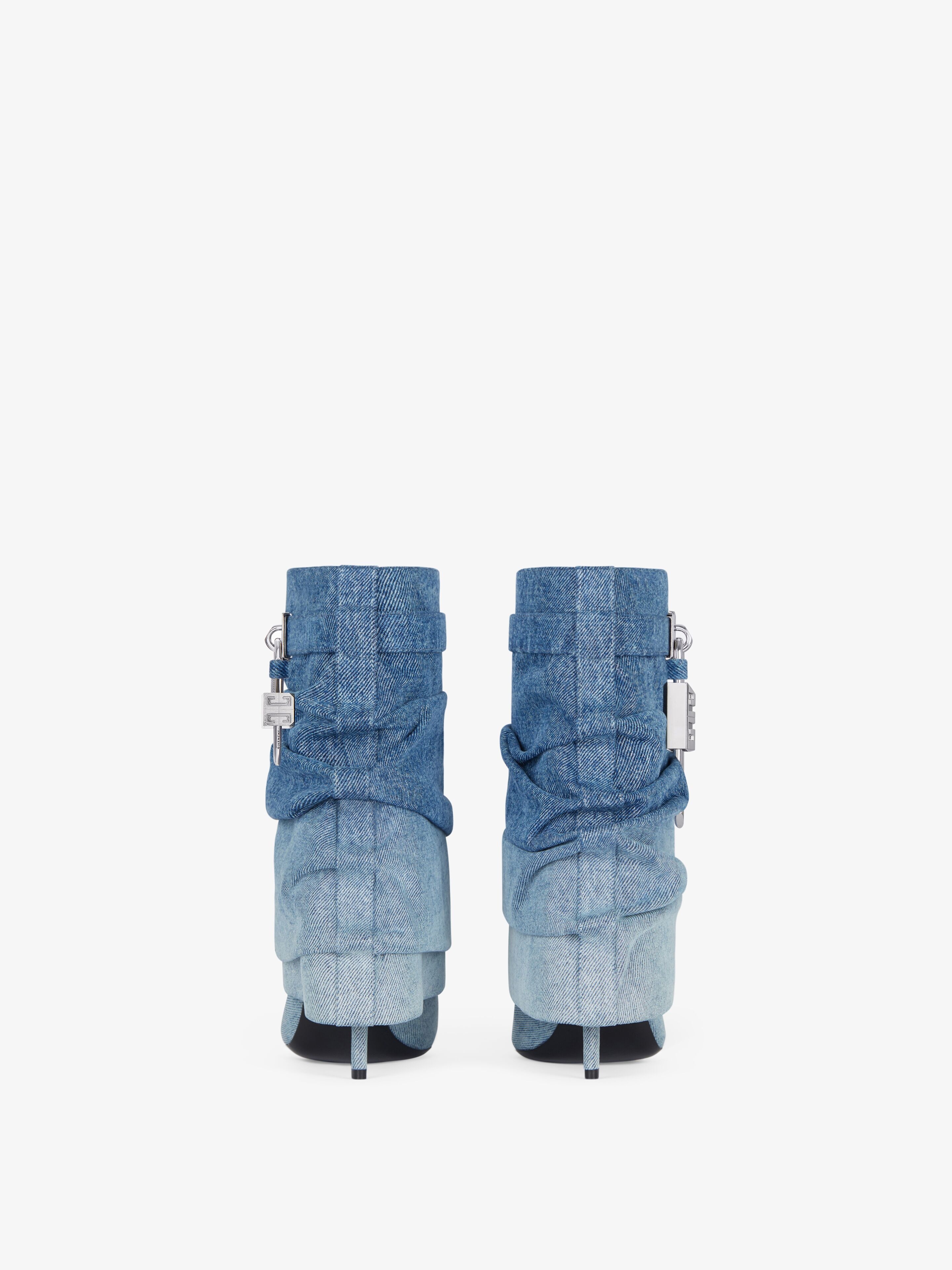 SHARK LOCK STILETTO ANKLE BOOTS IN GRADIENT DENIM - 6