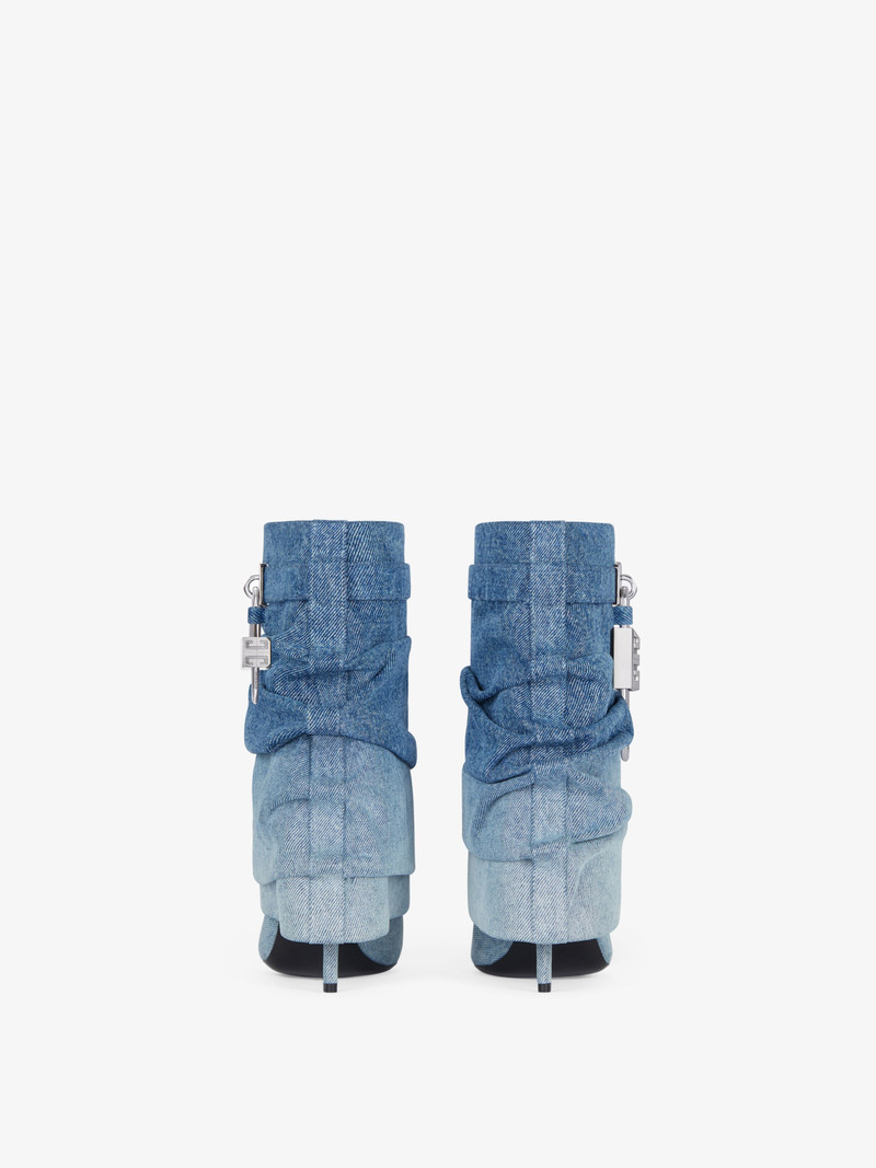 SHARK LOCK STILETTO ANKLE BOOTS IN GRADIENT DENIM 6