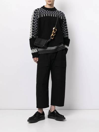 sacai drawstring-waist cotton cropped trousers outlook