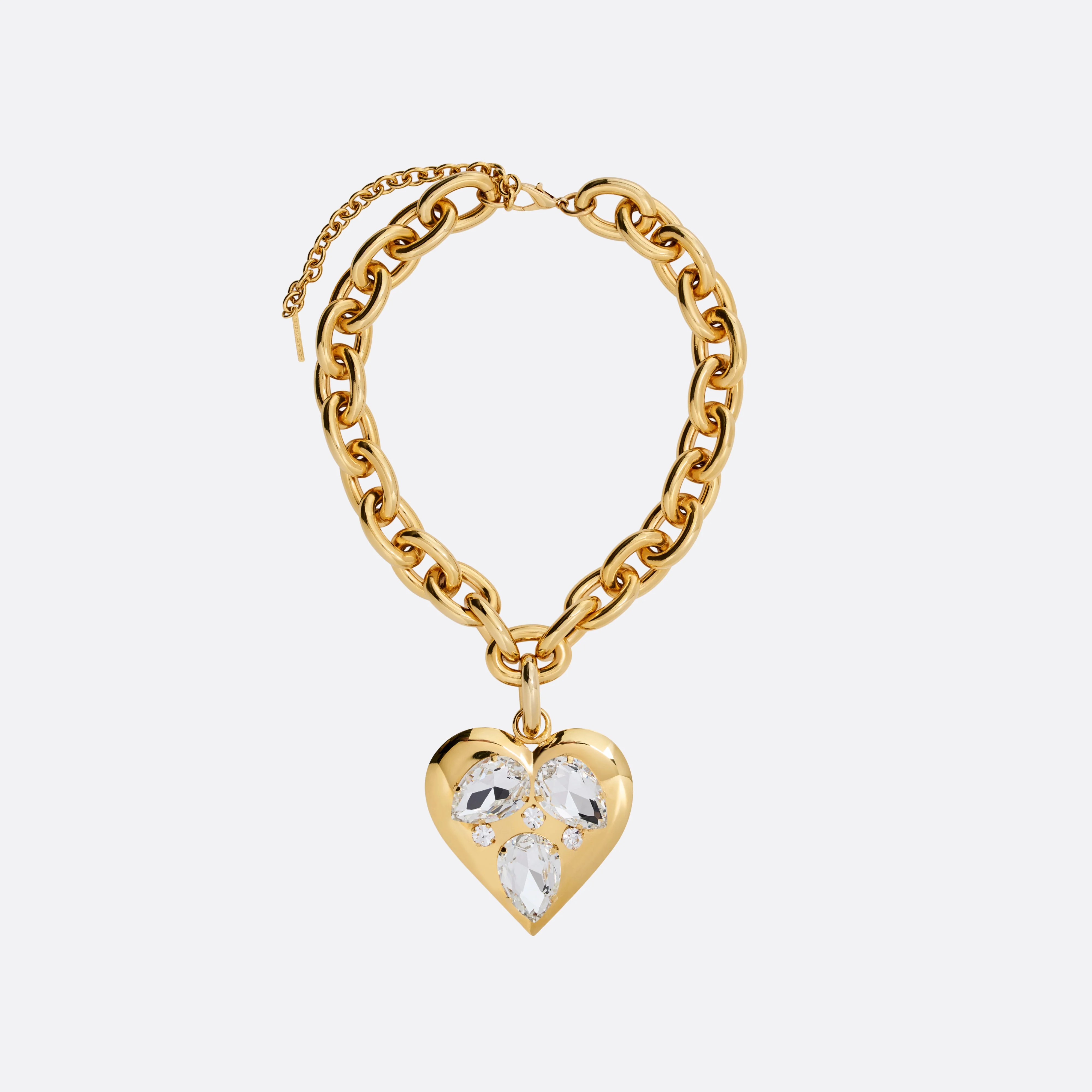 GOLD NECKLACE WITH CRYSTAL PENDANT HEART - 1