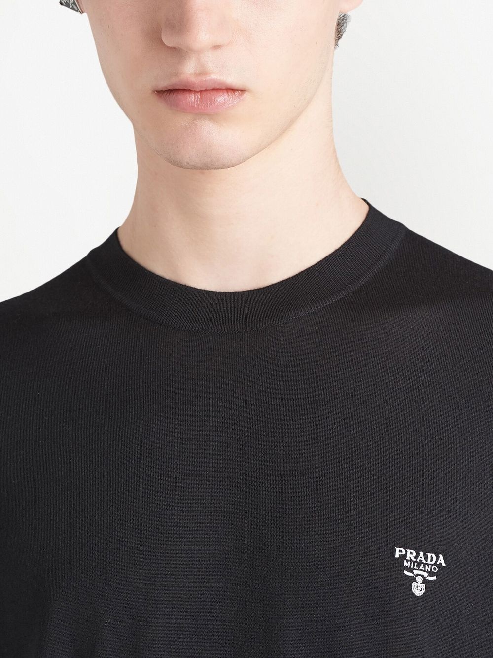 embroidered-logo wool T-shirt - 5