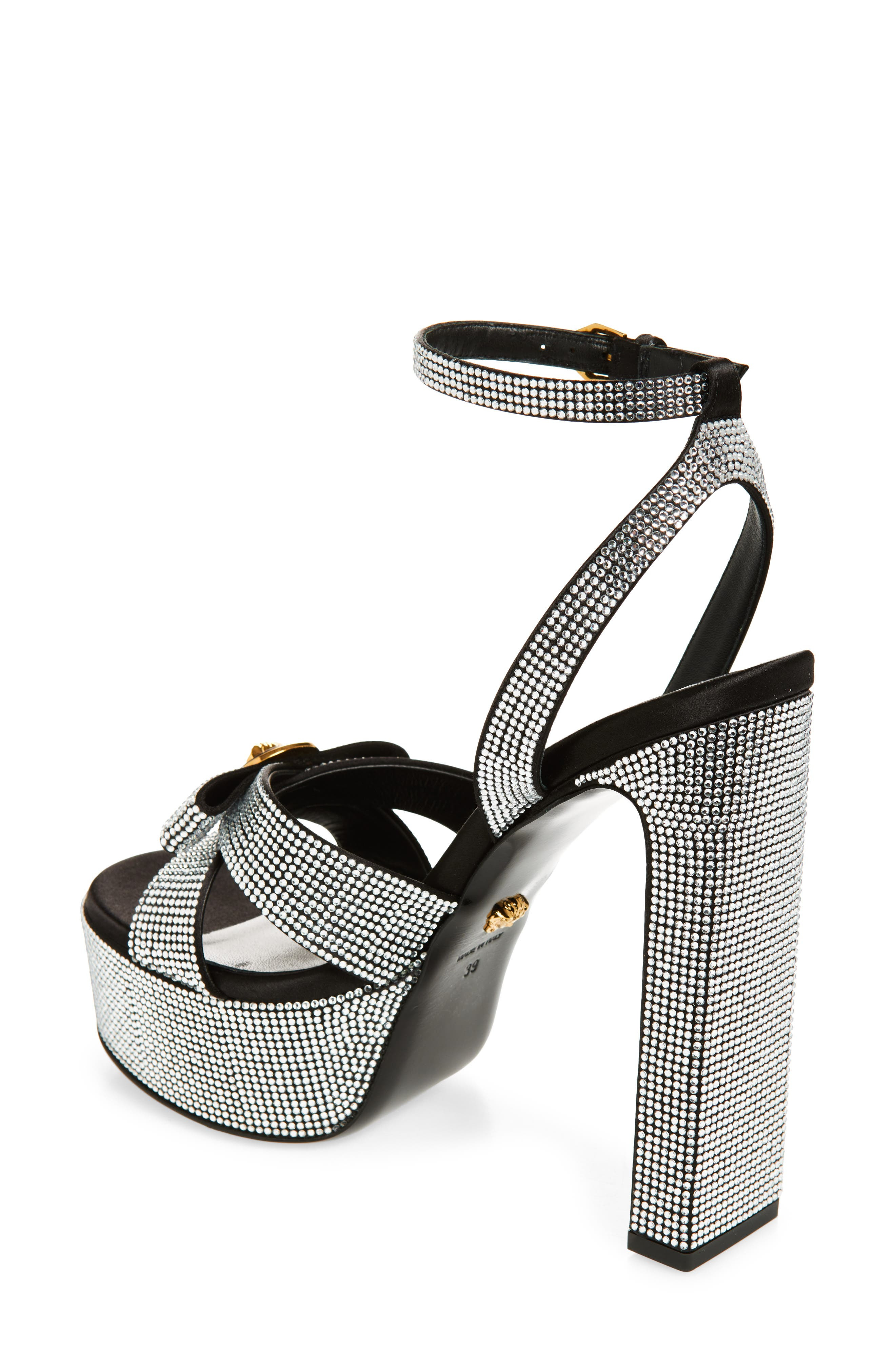 Versace Medusa Bow Platform Sandal in Black Crystal/Versace Gold at Nordstrom - 2