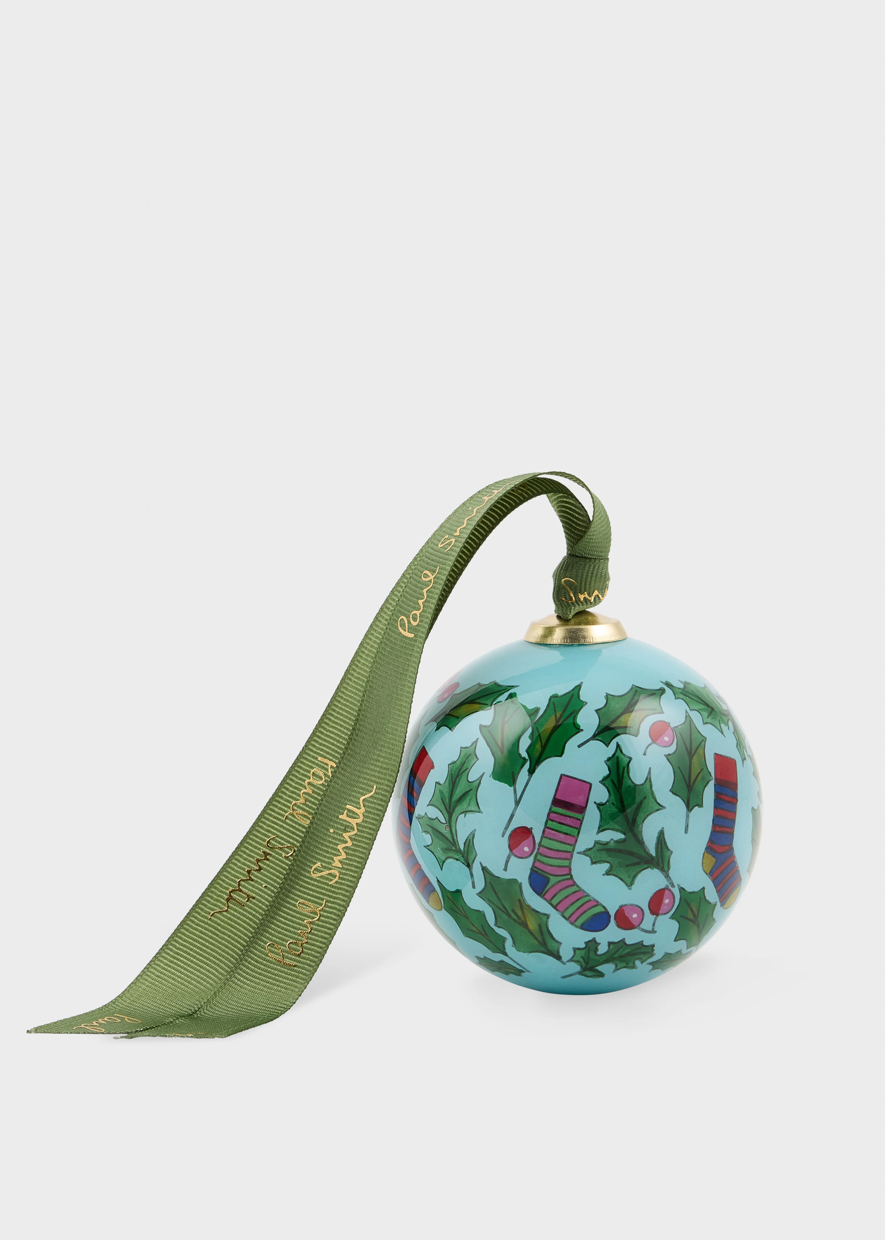 Hand-Painted 'Socks' Glass Bauble - 1