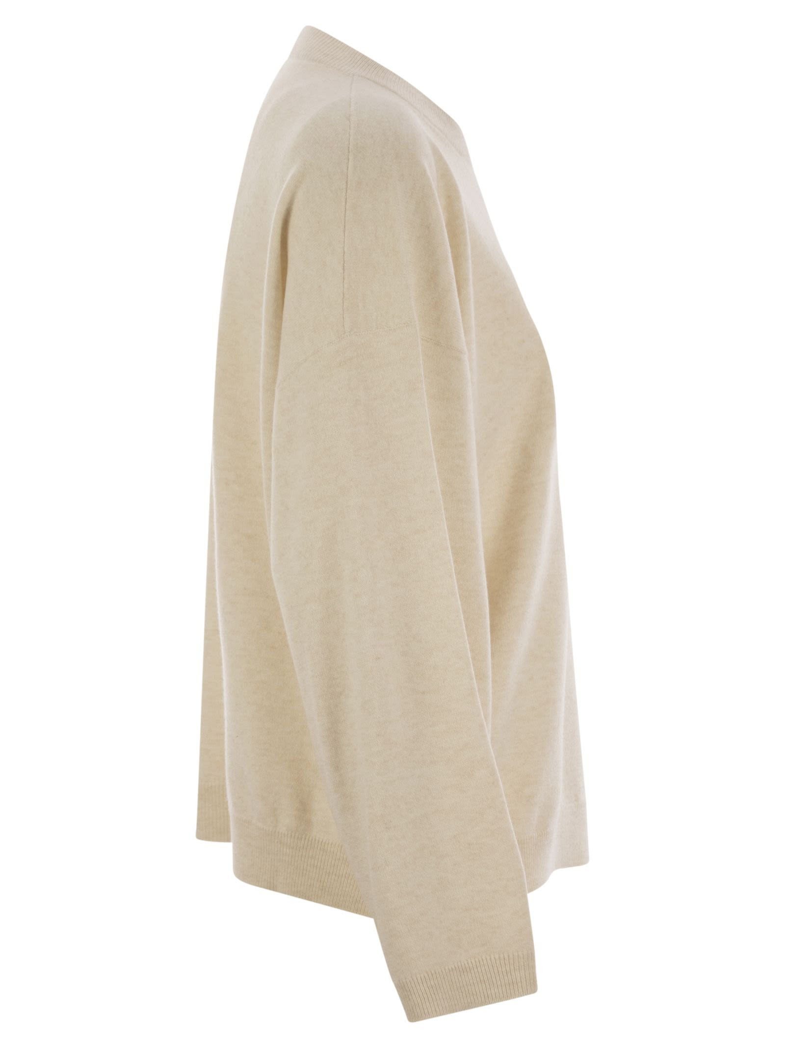 Brunello Cucinelli Women Virgin Wool, Cashmere And Silk Sweater With Shiny Pocket Detail - 3