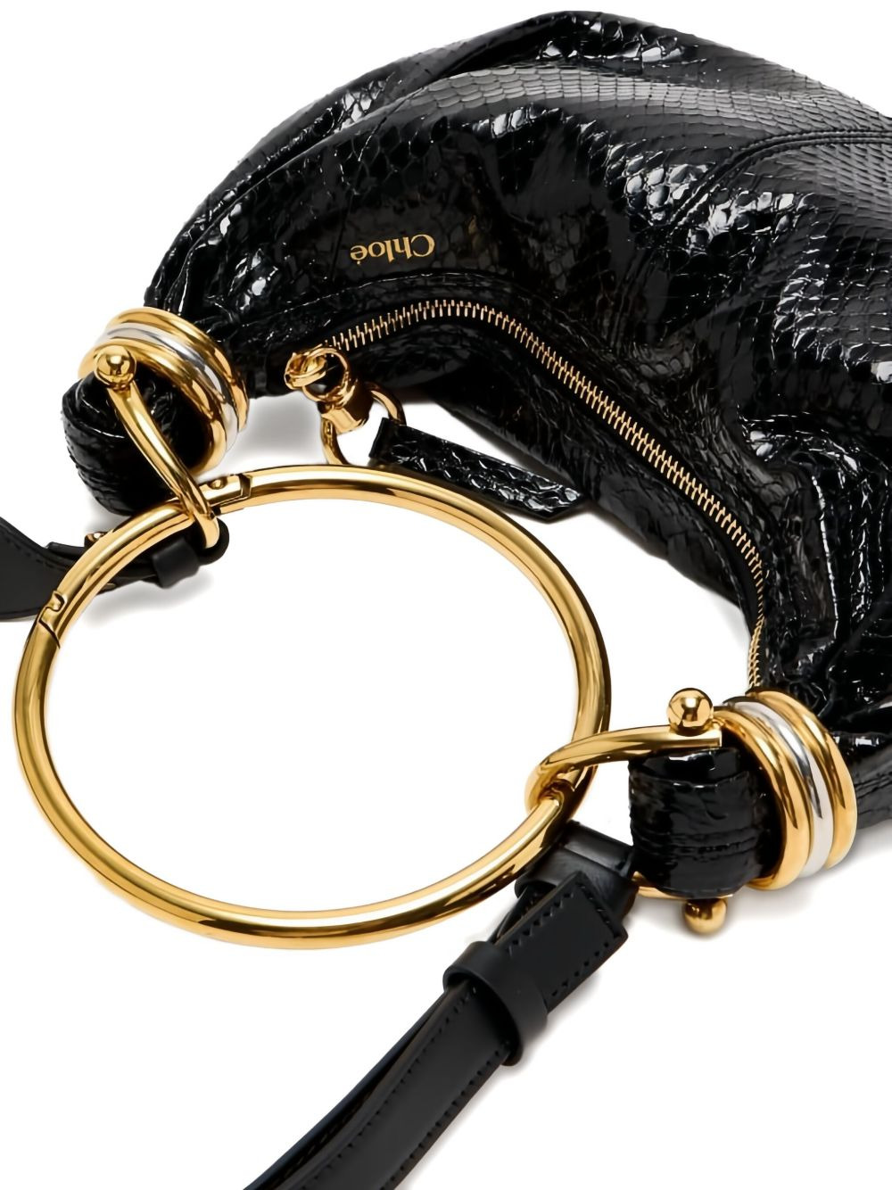 ring-top puff-faced leather shoulder bag - 4