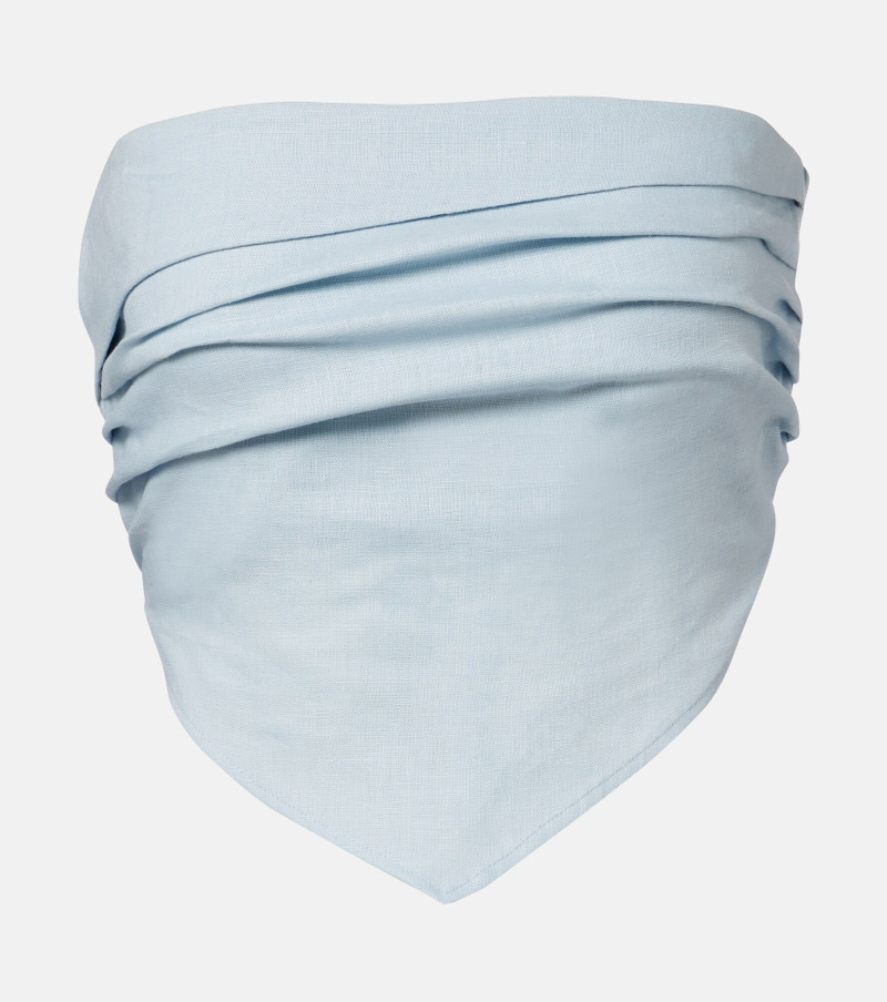 Antibes shirred linen crop top 1