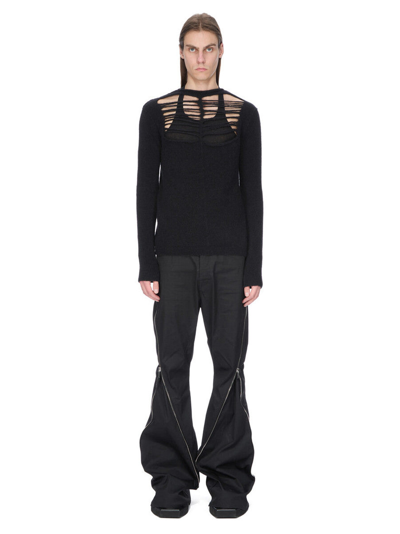 Rick Owens Black Concordians LS Grid Knit Sweater outlook