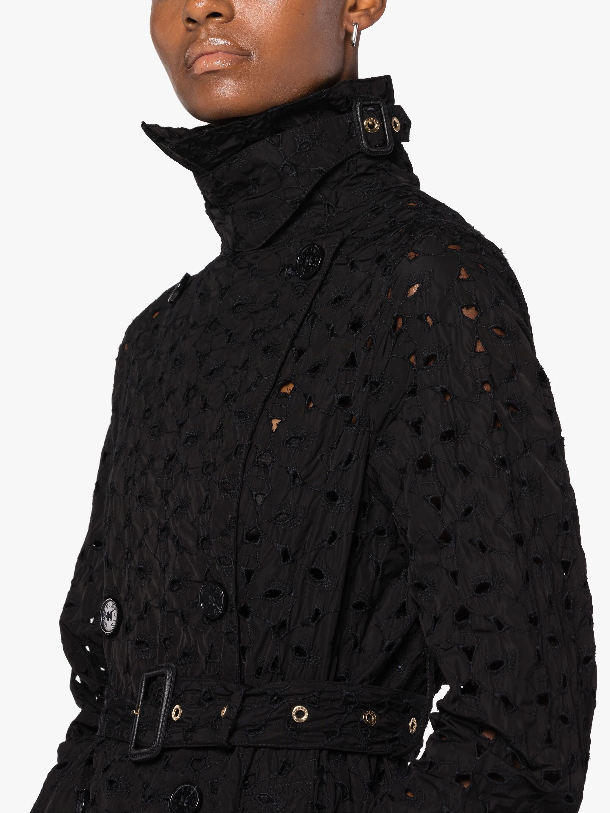 POLLY BLACK EMBROIDERED TRENCH COAT - 6