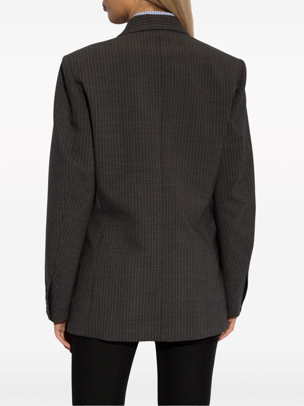 pinstripe double-breasted blazer - 4
