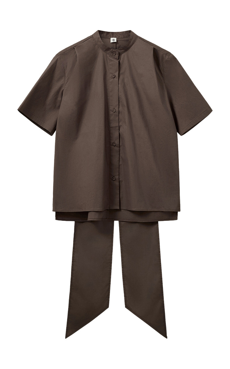 Cyprus Cotton-Blend Scarf Shirt brown 1