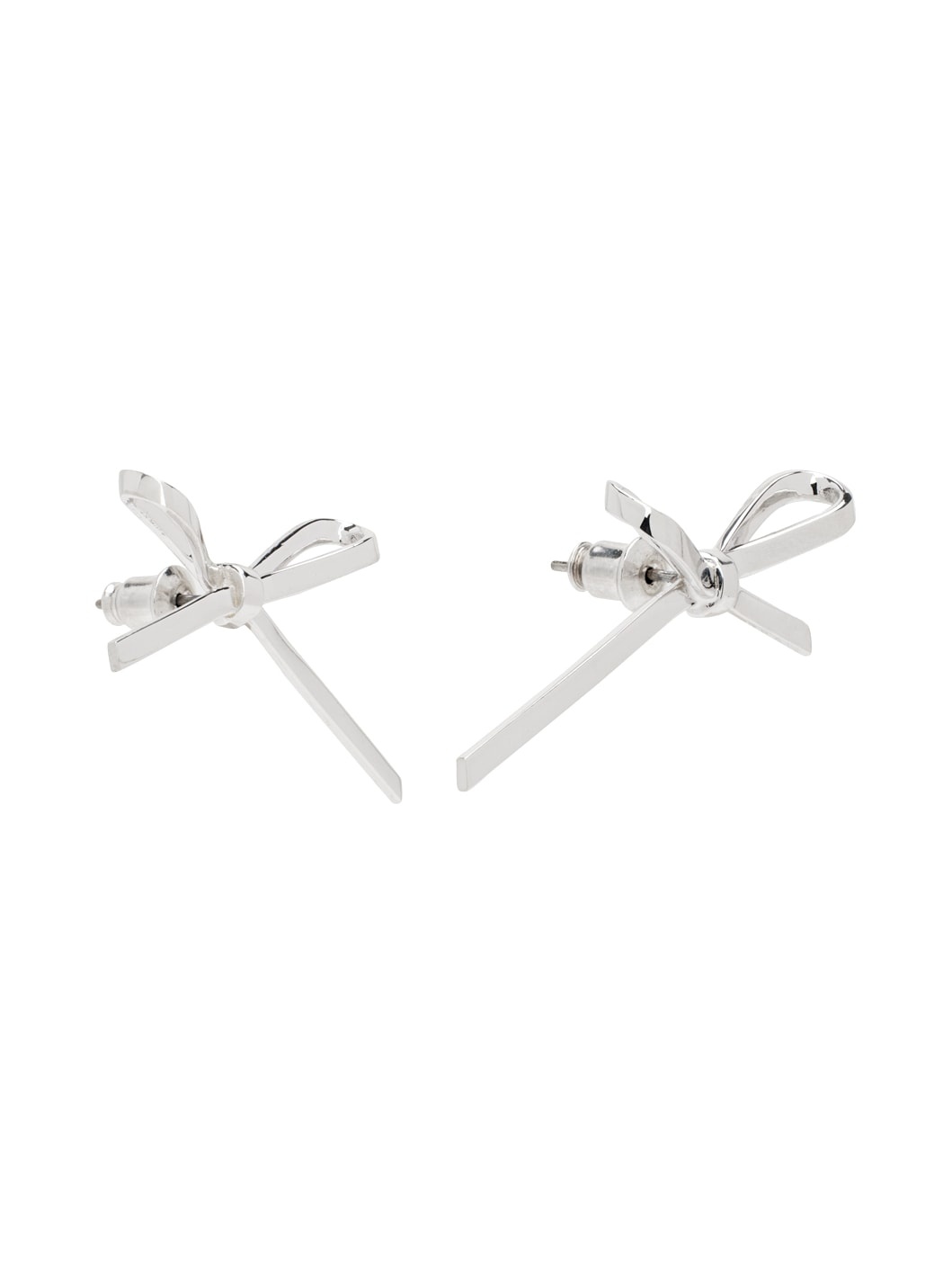 Silver Bow Stud Earrings - 2
