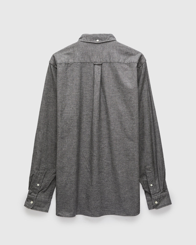 BEAMS PLUS Solid Flannel Button-Down Shirt in Grey outlook