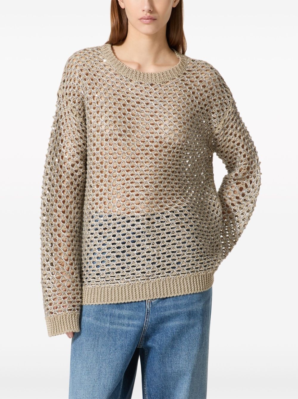 open-knit linen jumper - 3