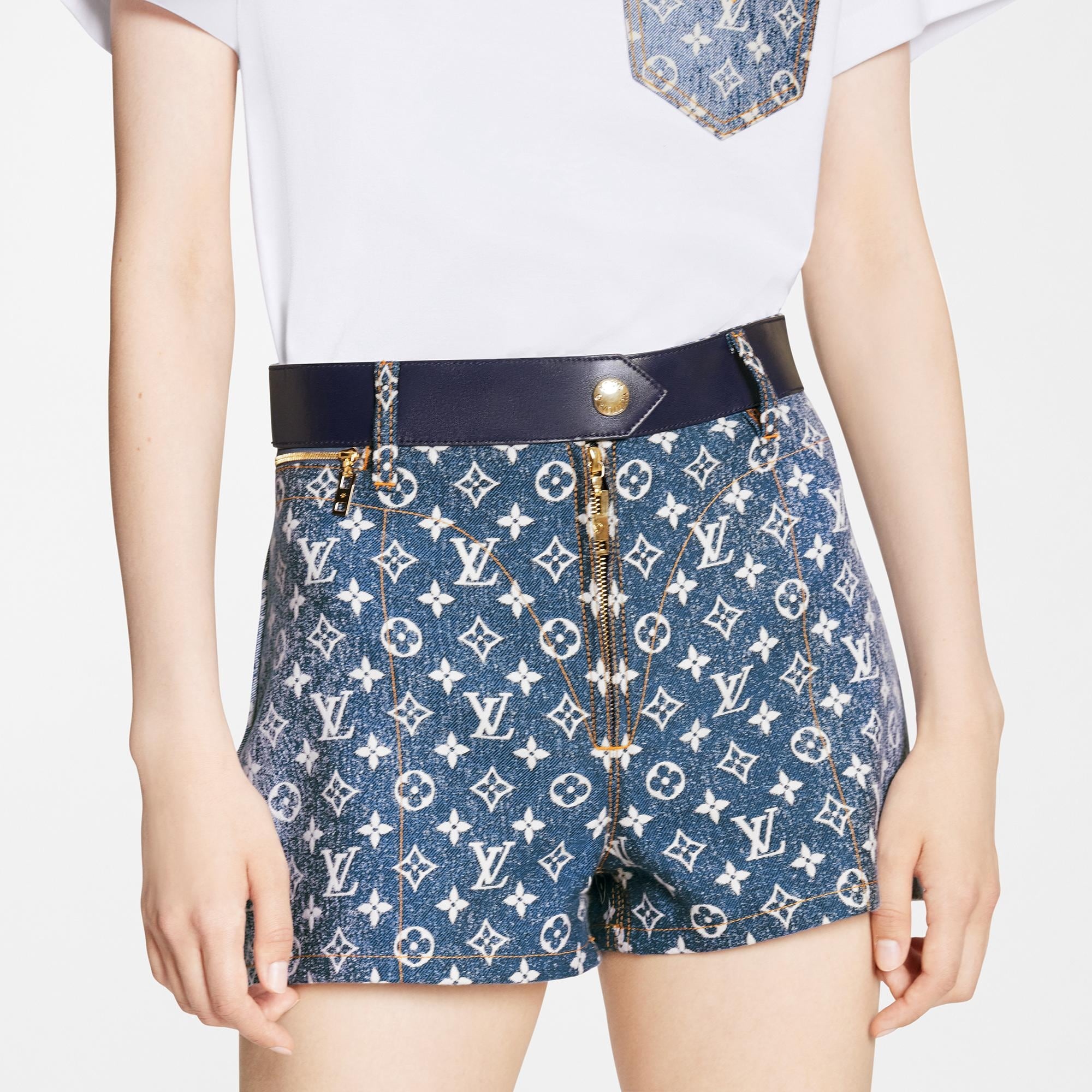 Monogram Jacquard Denim Mini Shorts - 3