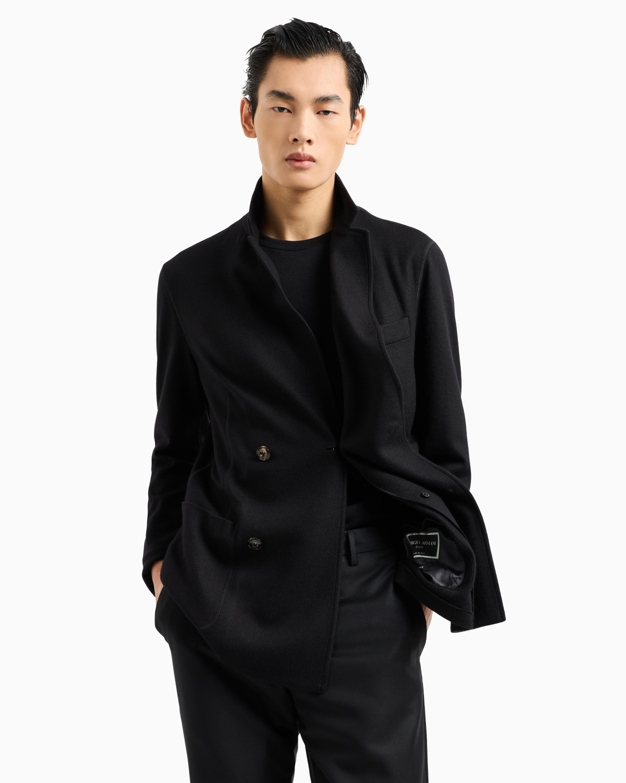 Icon double-breasted jacket in fulled cashmere interlock - 6