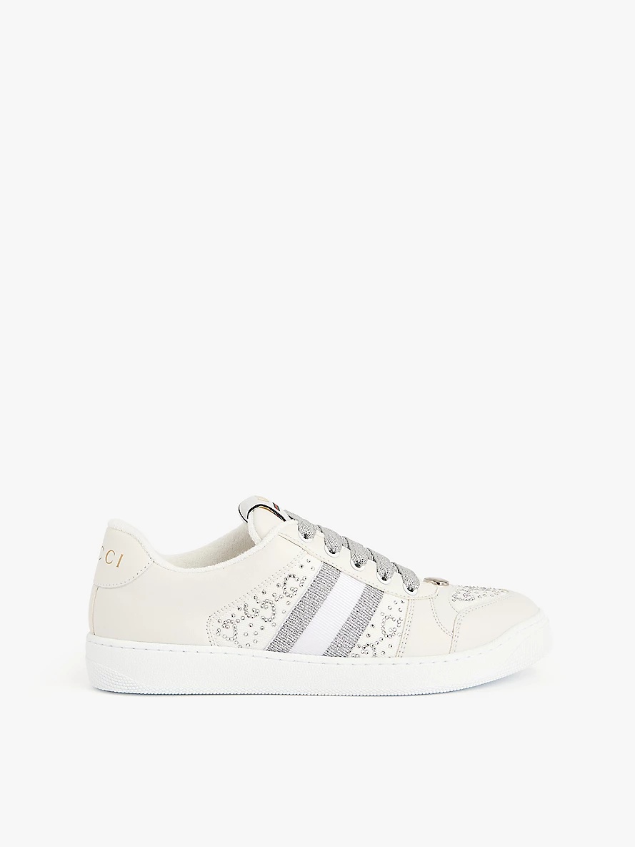 Screener brand-canvas lace-up leather trainers - 1