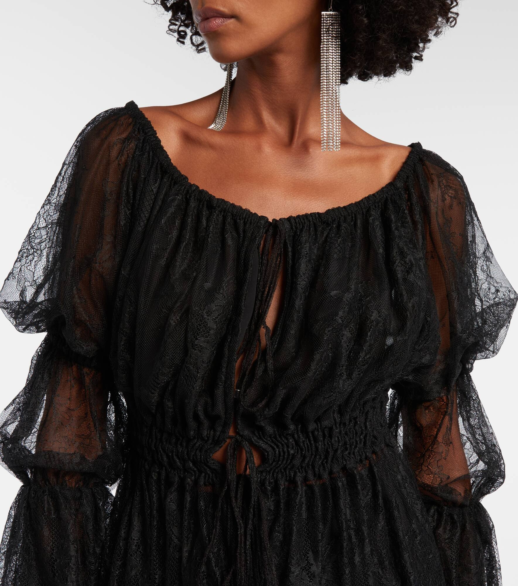 Floral Chantilly lace top - 4