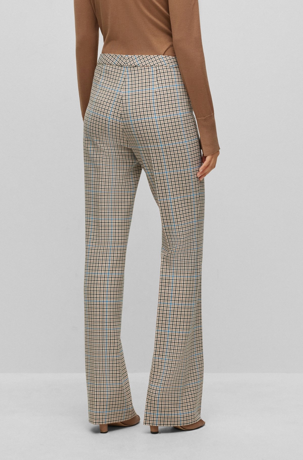 REGULAR-FIT TROUSERS IN CHECKED STRETCH MATERIAL - 4