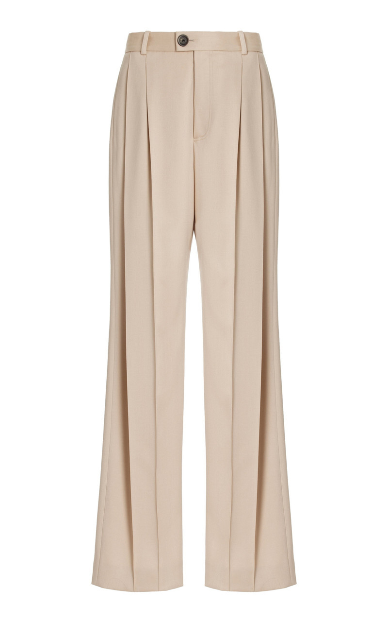 Deep Pleat Wool Straight-Leg Pants neutral - 1