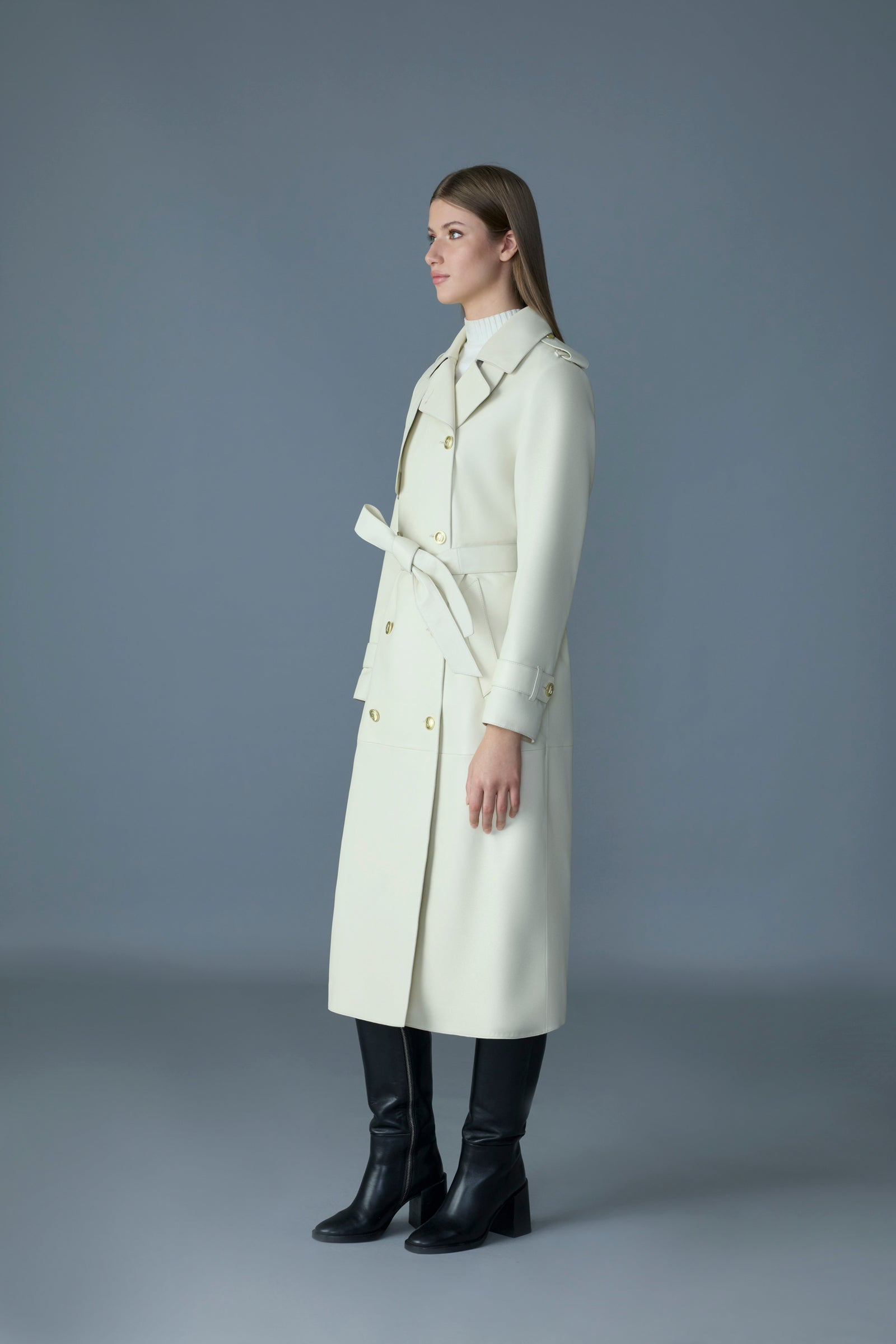 GAEL-V Maxi Leather Trench Coat - 3