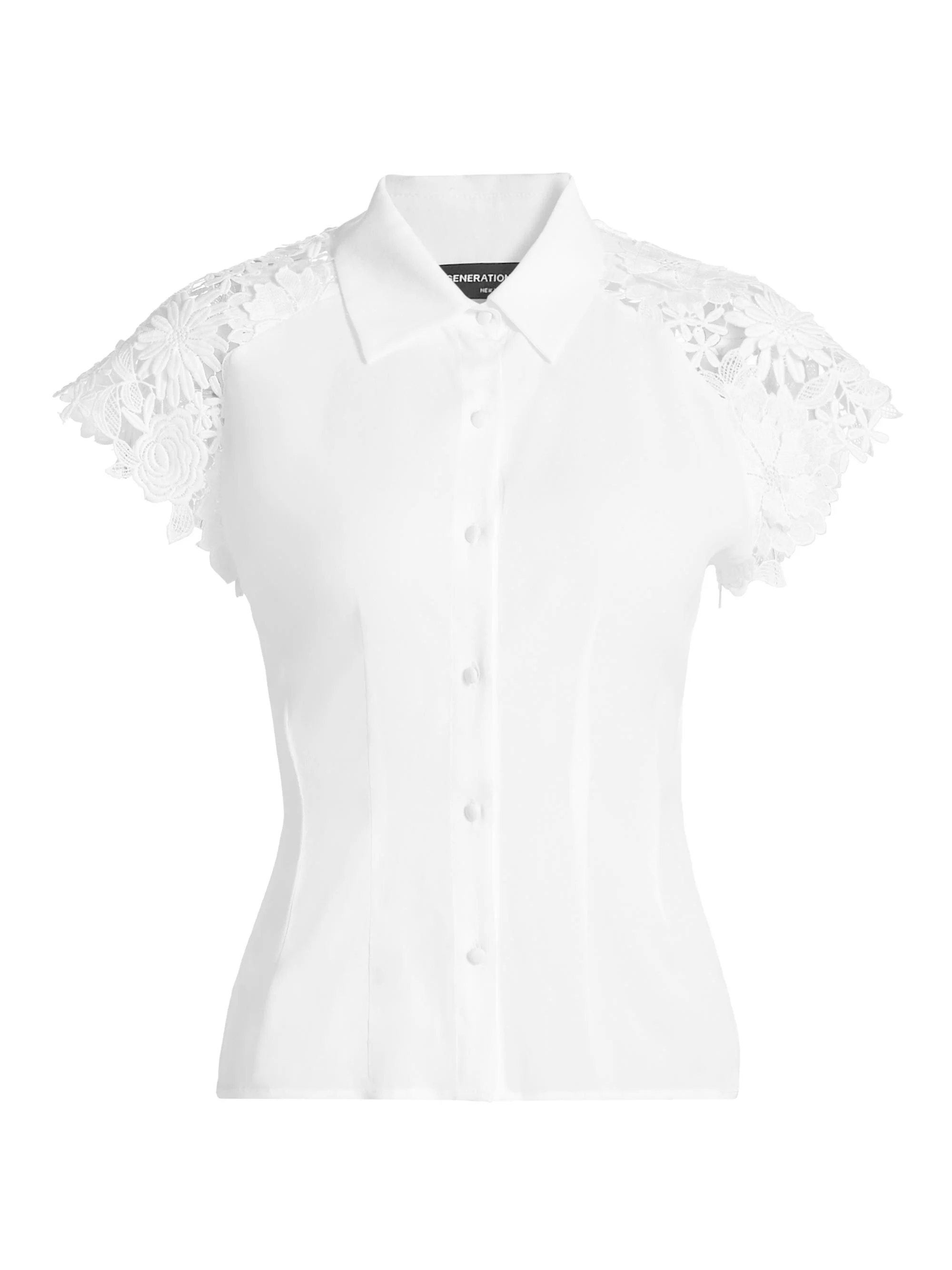 Women's Felice Guipure Lace-Sleeve Blouse - White - 1