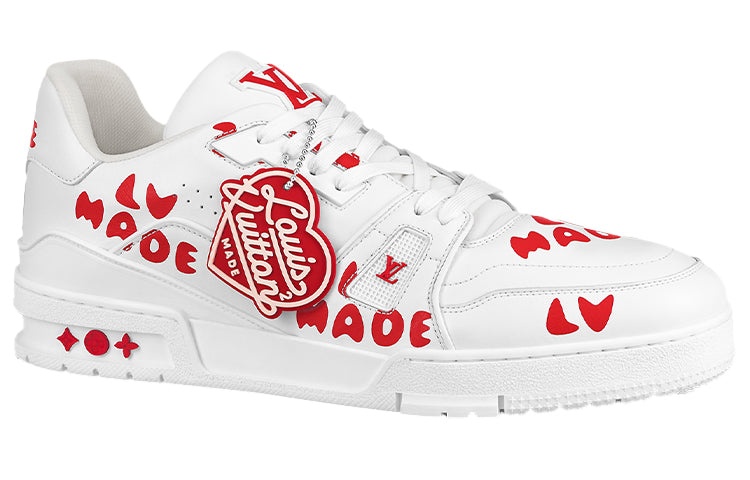 LOUIS VUITTON x Nigo Trainers 'White with Red LV Made' 1A9J9V - 2
