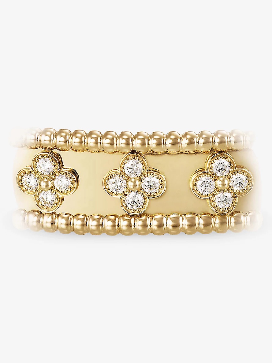 Perlée Clover medium yellow-gold and 1.78ct brilliant-cut diamond bracelet - 2