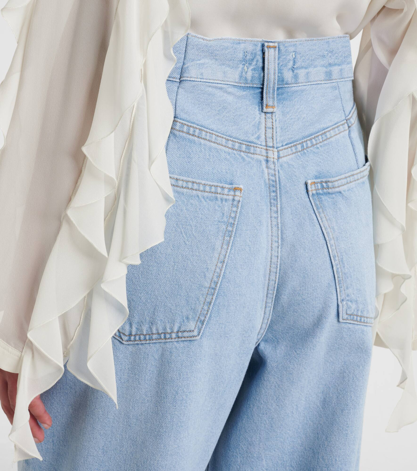 Franka pleated mid-rise wide-leg jeans - 6