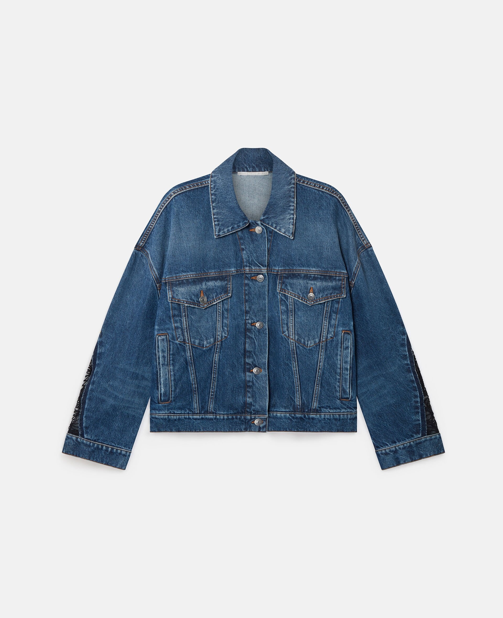 Lace-Insert Denim Jacket - 1