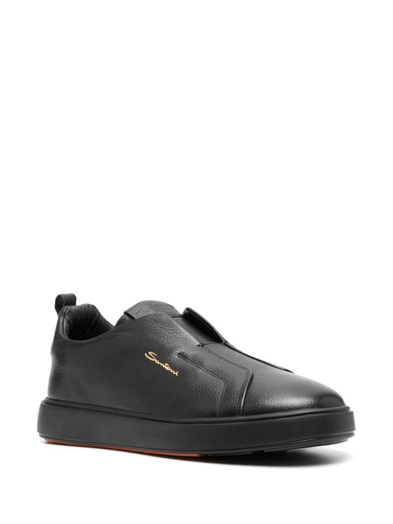 Santoni round-toe leather sneakers outlook