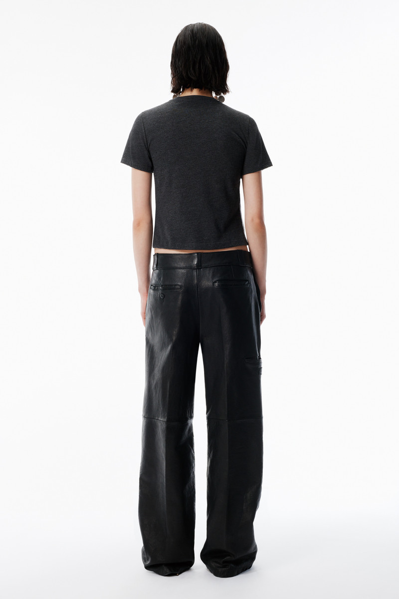Black Worn Moto Leather Workwear Pant 4