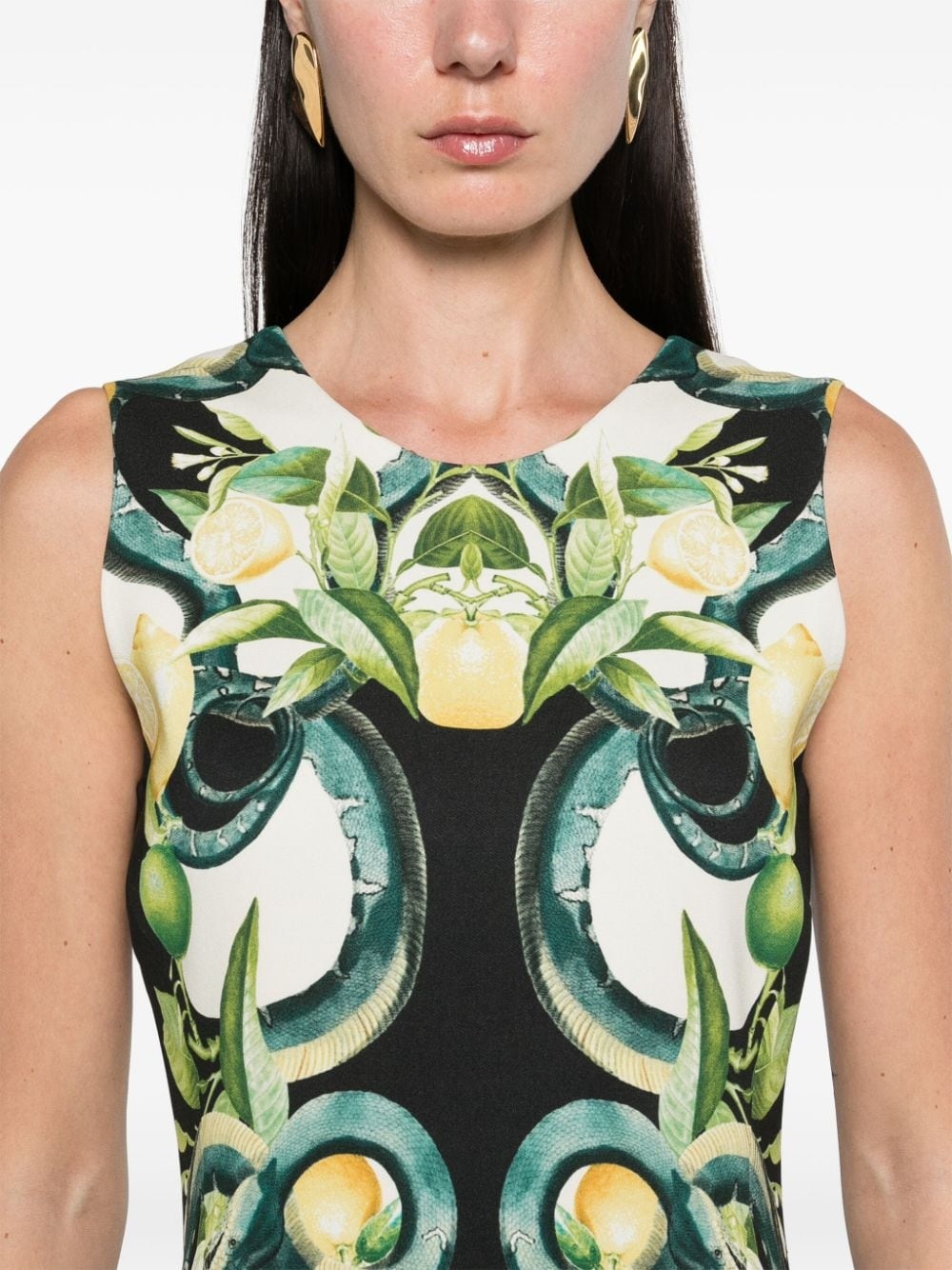 lemon-print crepe midi dress - 5