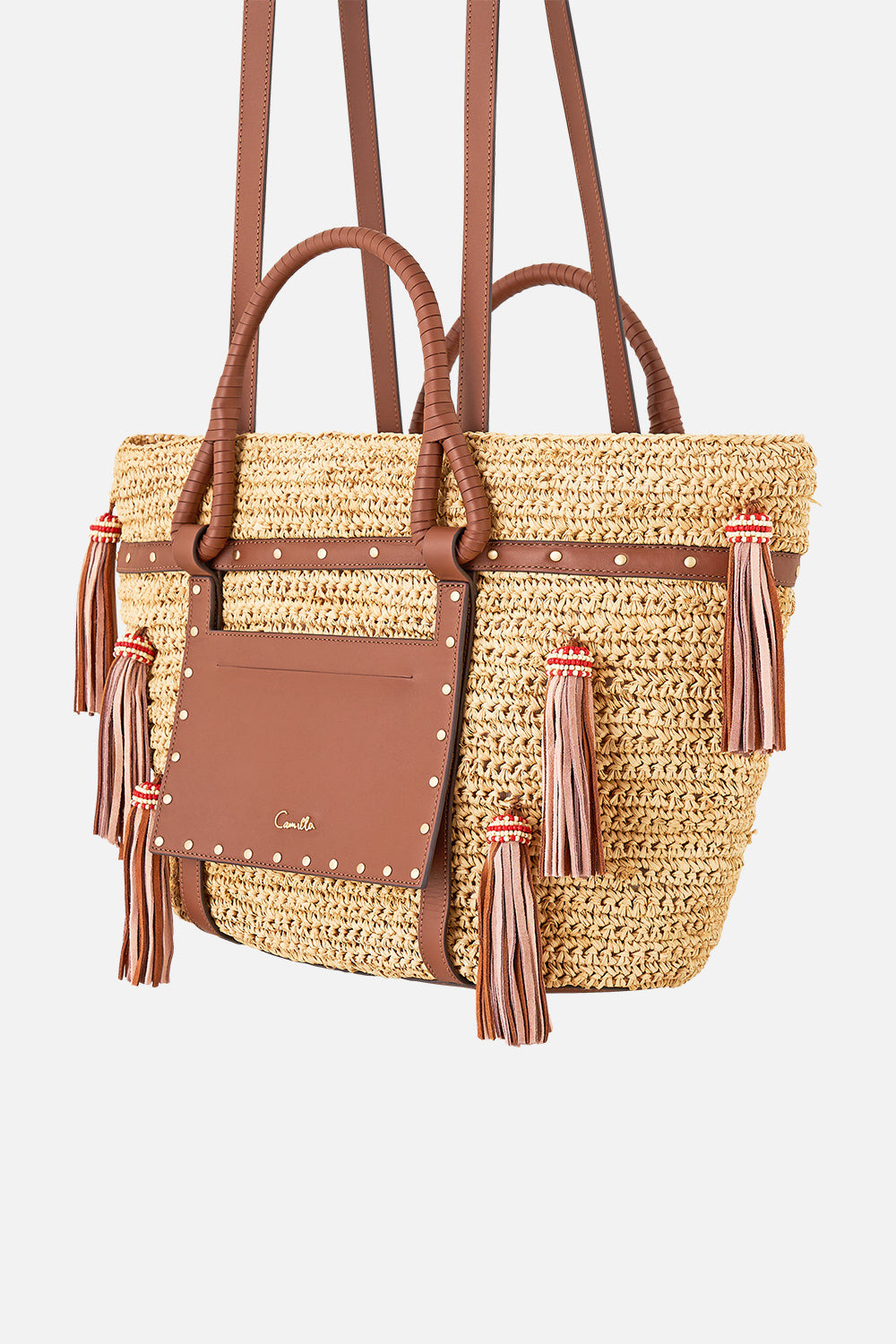 RAFFIA TOTE WITH TASSELS - 3
