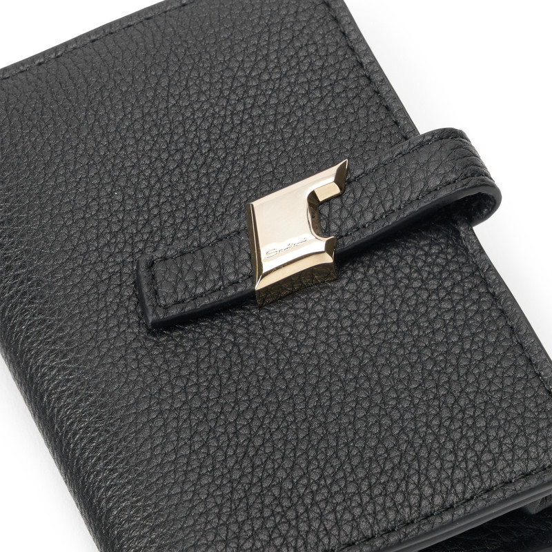 Black tumbled leather credit card holder 5