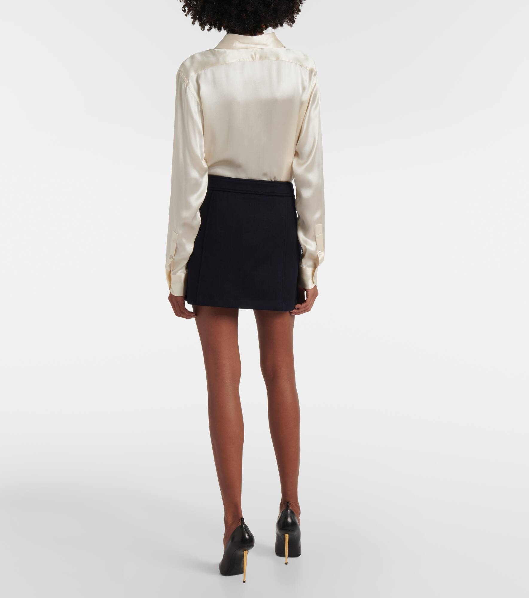 Pleated wool and cashmere miniskirt - 3