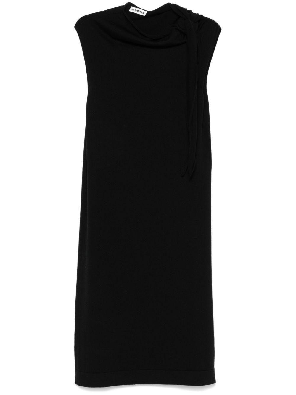 fine knit draped-detailed midi dress - 1