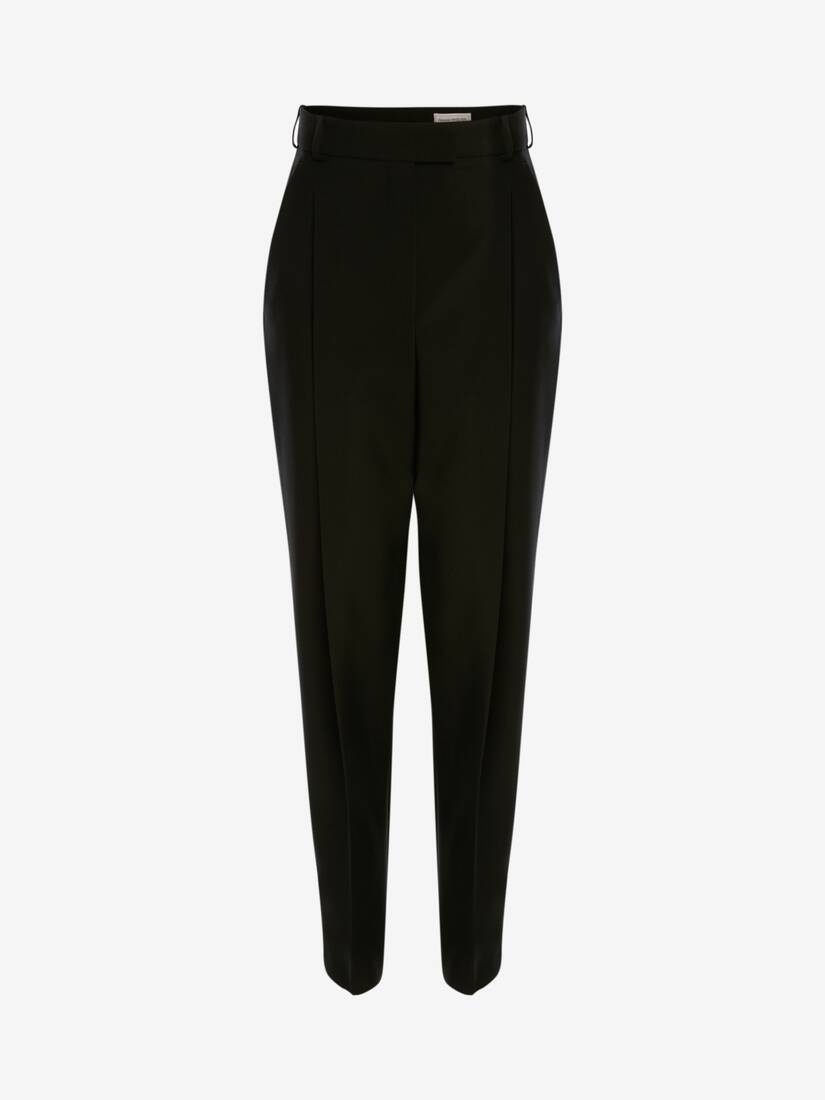 Sartorial Wool Pleated Trouser in Black - 1