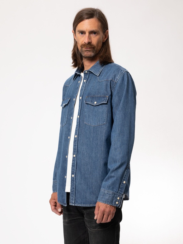 George Classic Blue Indigo Denim Shirt - 3