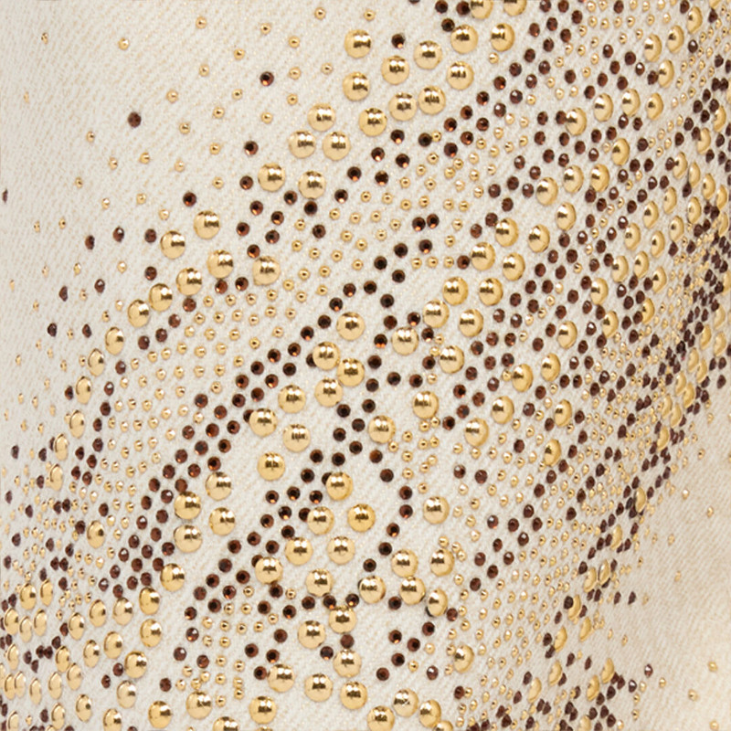 Ivory flared jeans with gold animal-print detailing 5