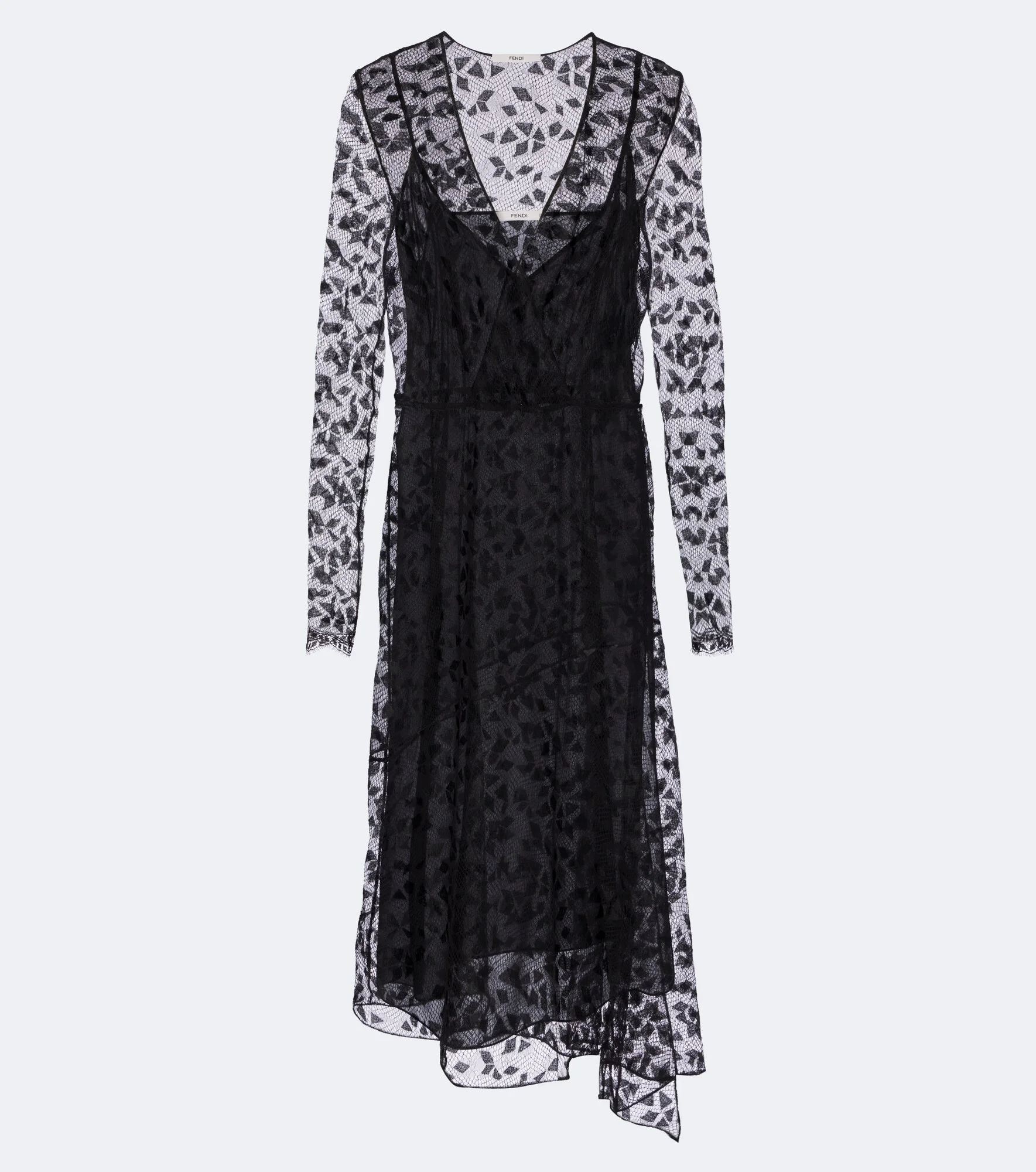 Asymmetric lace midi dress - 1