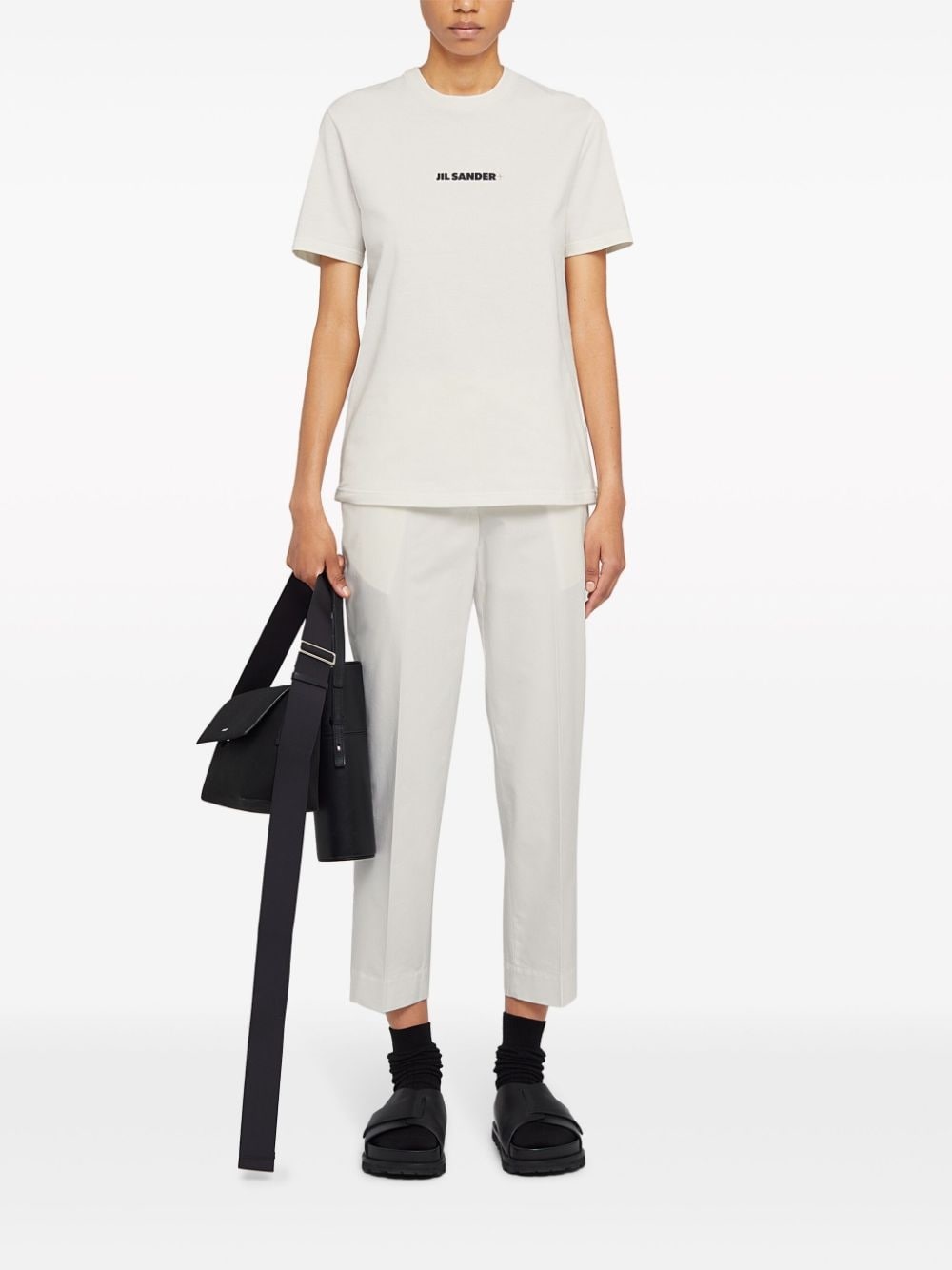 drawstring-waistband cotton trousers - 2