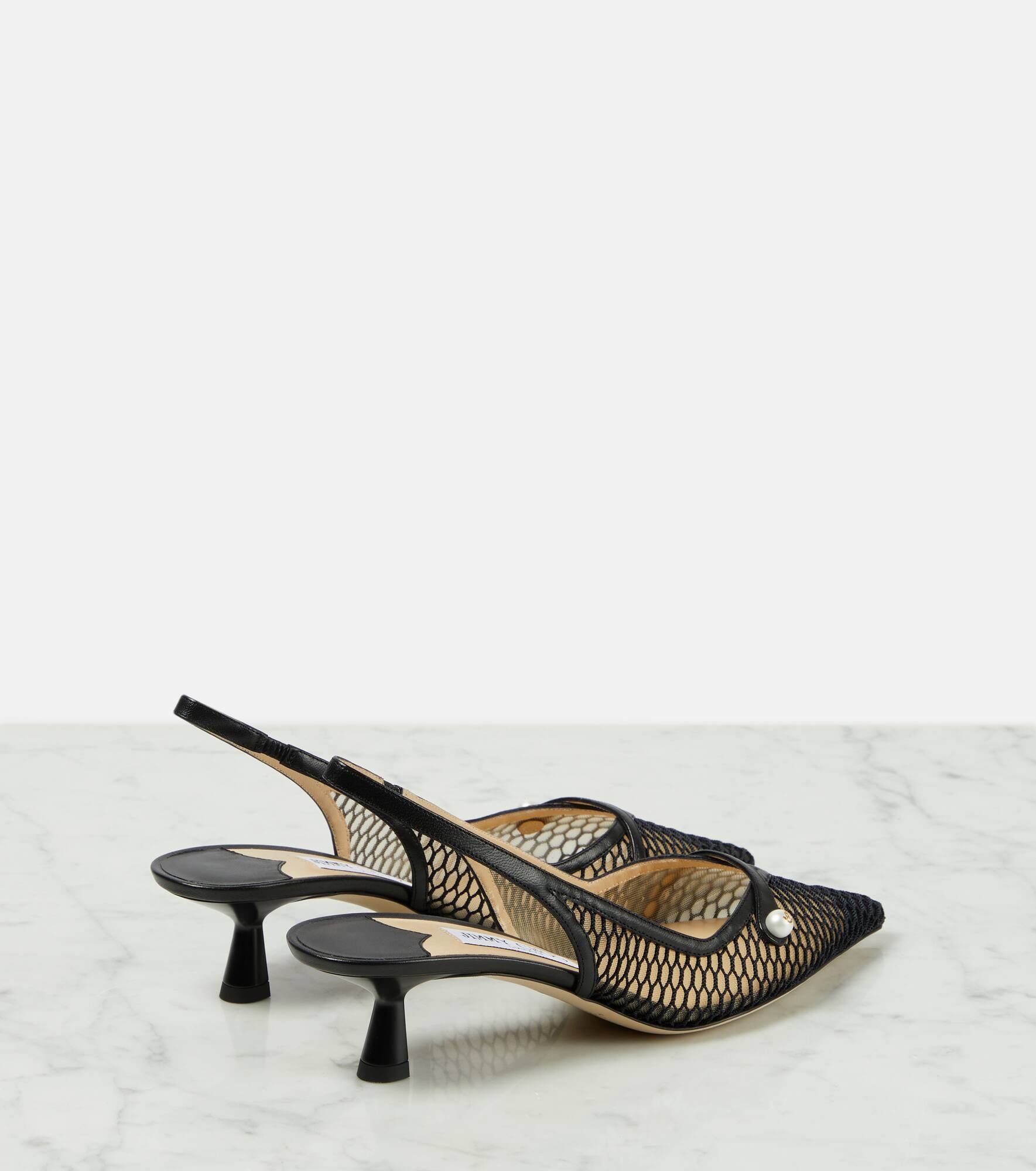 Amita leather-trimmed slingback pumps - 3